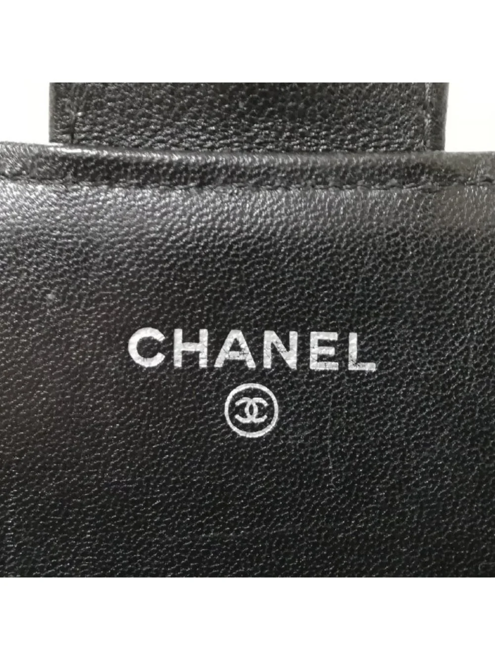 Chanel Lambskin Quilted Wallet Black Silver